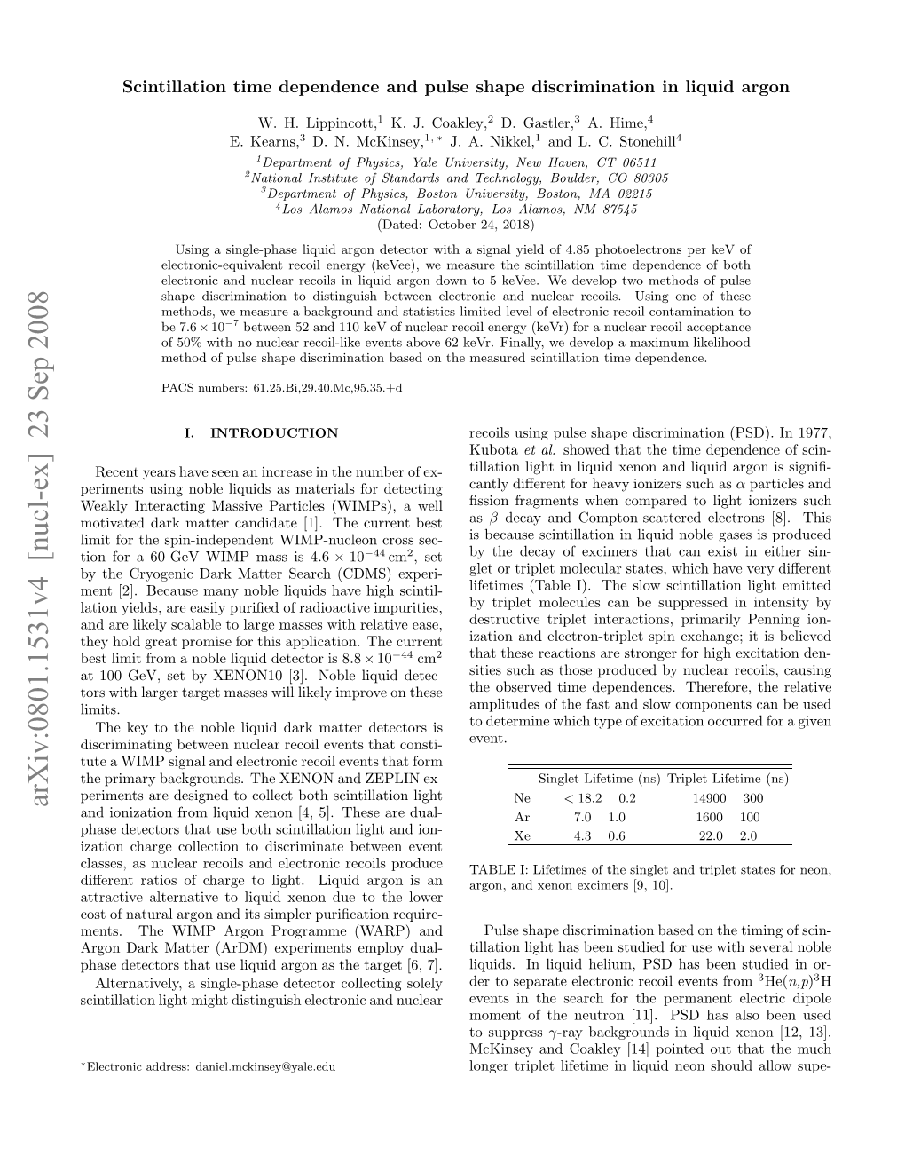 Arxiv:0801.1531V4 [Nucl-Ex] 23 Sep 2008 ∗ Infra6-E Ipms S4 Is Mass WIMP 60-Gev Sec- a Best Cross for Current WIMP-Nucleon Tion the Spin-Independent the [1]