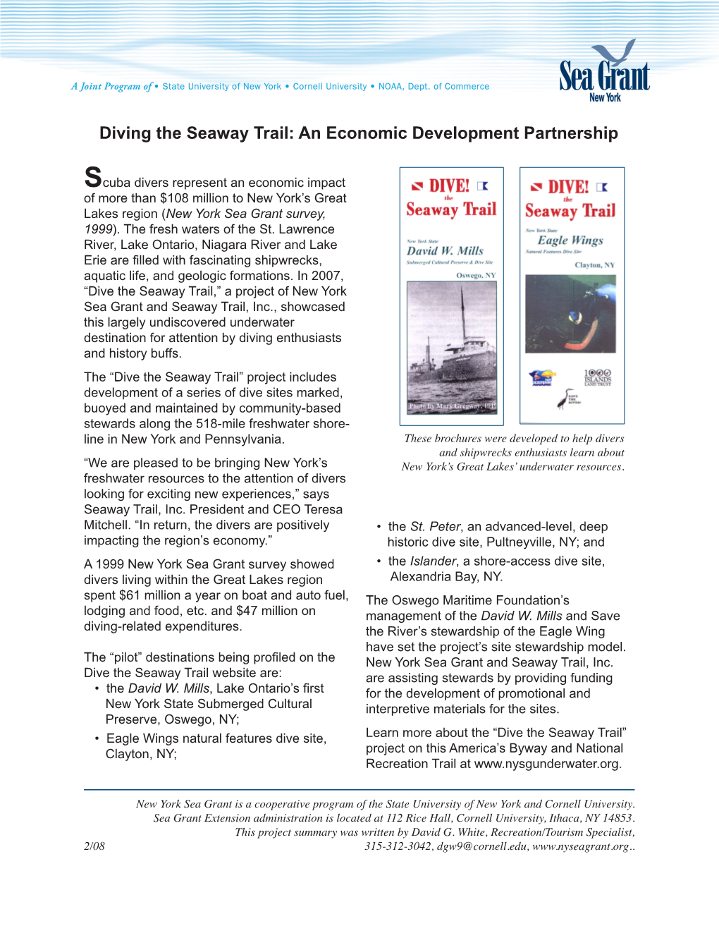 Diving the Seaway Trail: an Economic Development Partnership