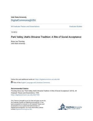 Park Valley, Utah's Shivaree Tradition: a Rite of Social Acceptance