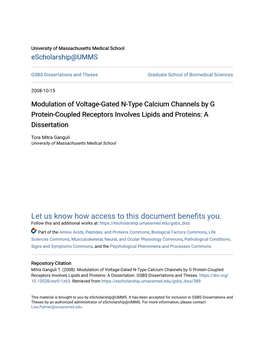 Modulation of Voltage-Gated N-Type Calcium Channels by G Protein-Coupled Receptors Involves Lipids and Proteins: a Dissertation