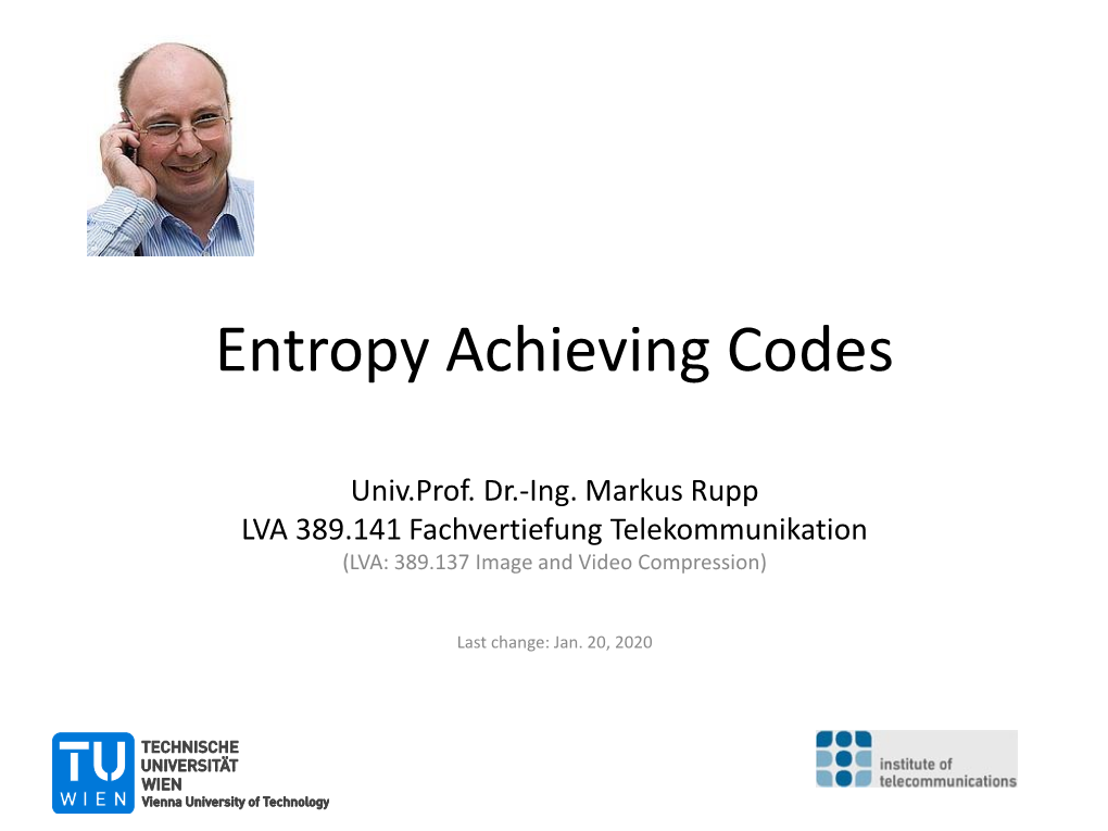 Entropy Coding – Run Length Codes