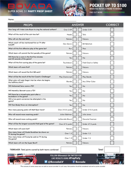 Super Bowl 51 Party Prop Sheet Find out More