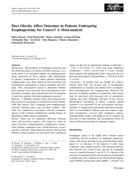 Does Obesity Affect Outcomes in Patients Undergoing Esophagectomy for Cancer? a Meta-Analysis