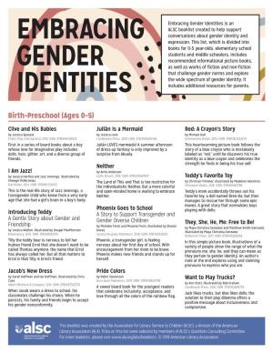 Embracing Gender Identity Booklist