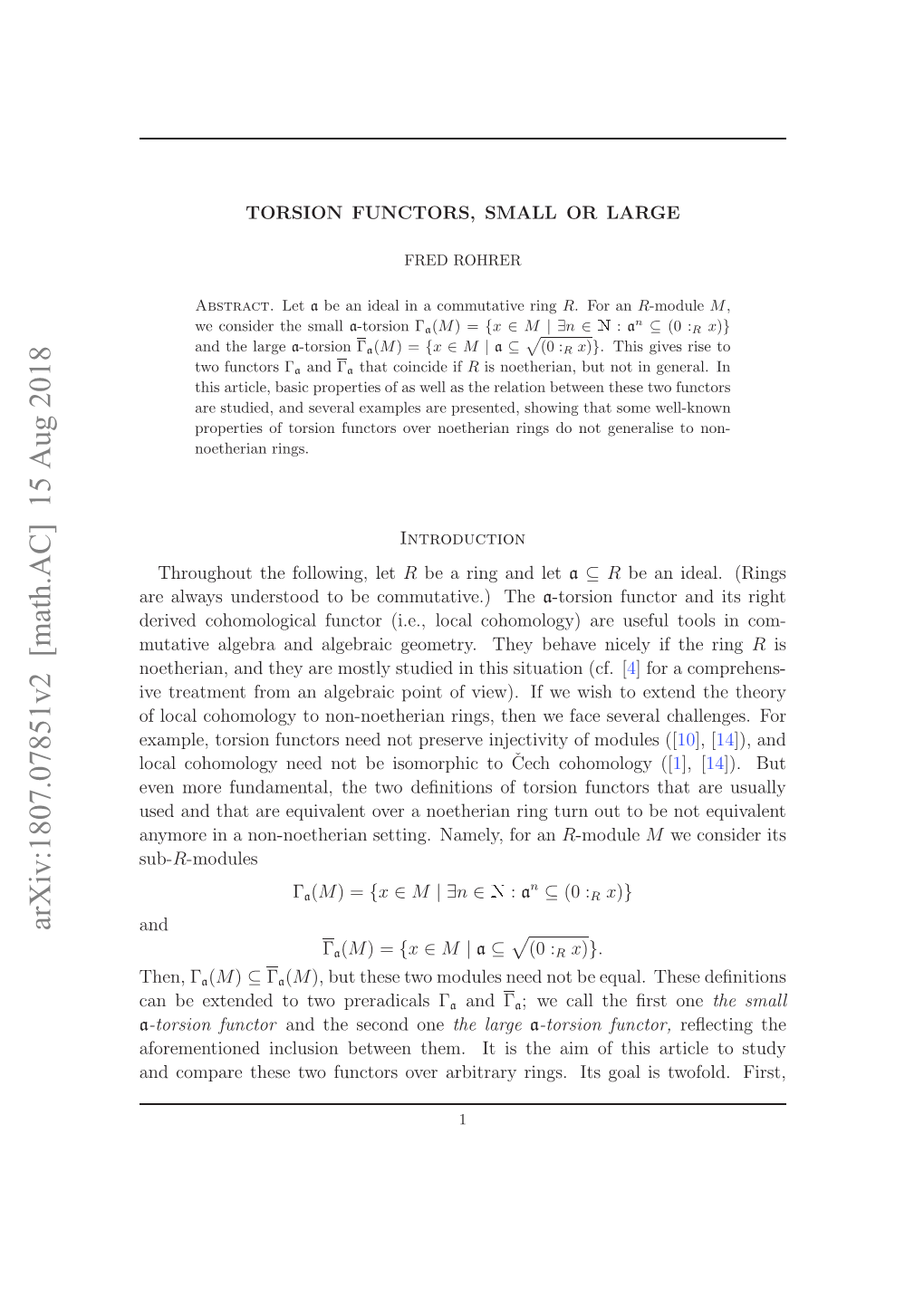 Torsion Functors, Small Or Large