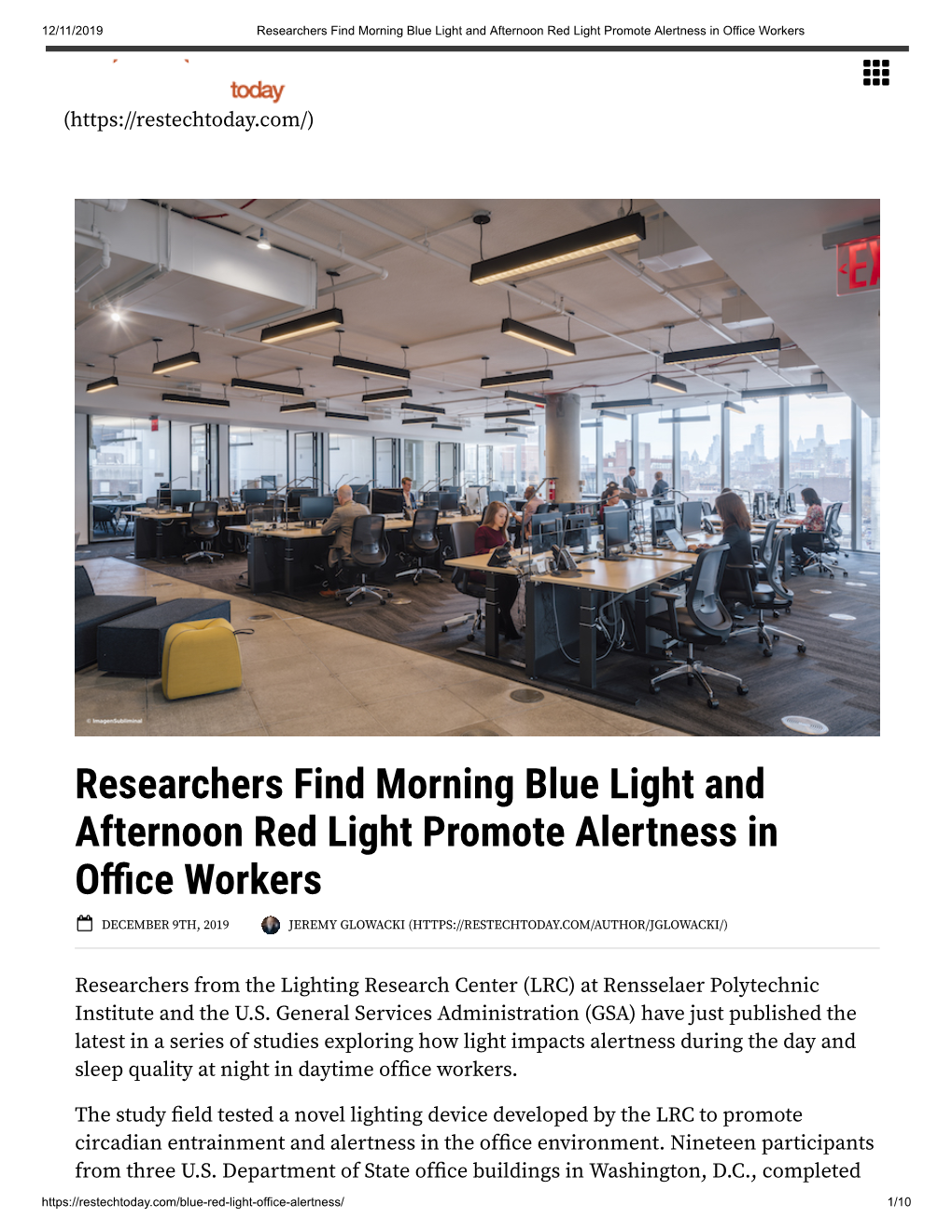 Researchers Find Morning Blue Light and Afternoon Red Light Promote Alertness in Office Workers 