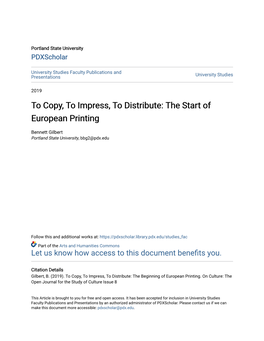 The Start of European Printing