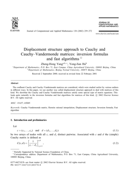 Displacement Structure Approach to Cauchy and Cauchy