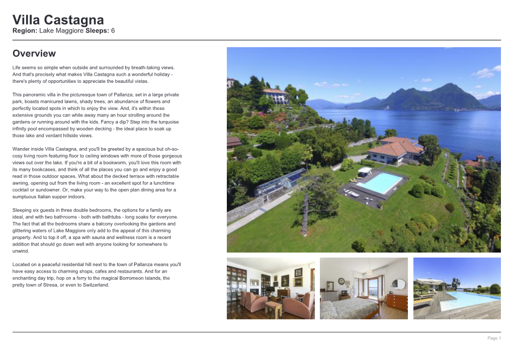 Villa Castagna Region: Lake Maggiore Sleeps: 6
