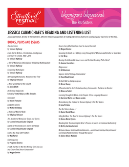 Jessica Carmichael's Reading and Listening List