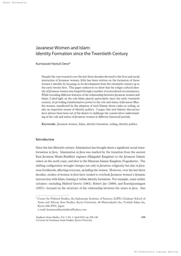 Javanese Women and Islam: Identity Formation Since the Twentieth Century