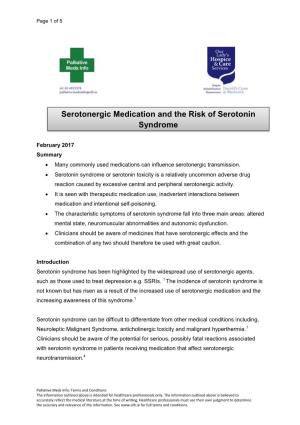 Serotonergic Medication and the Risk of Serotonin Syndrome