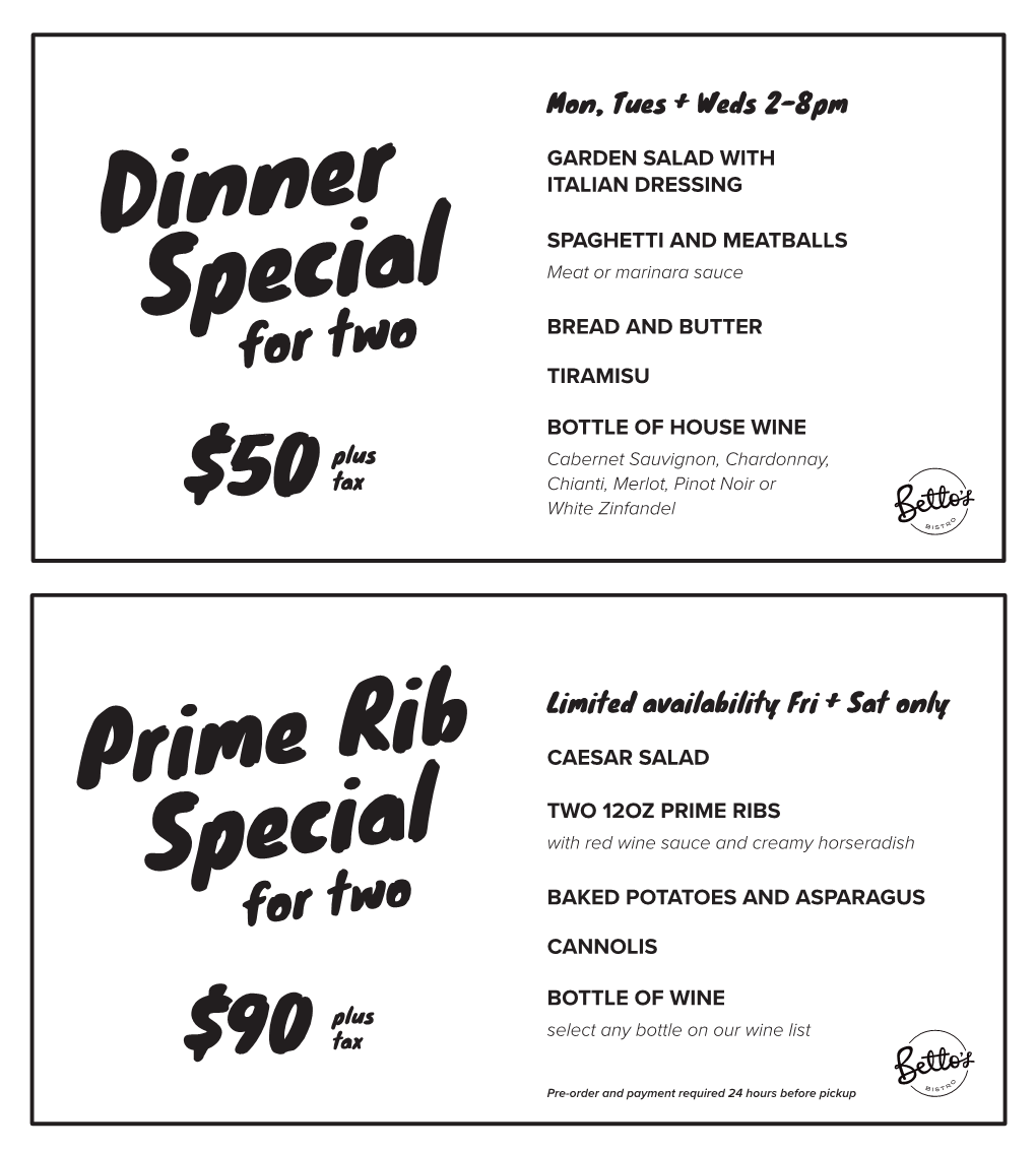 Prime Rib Special for Two