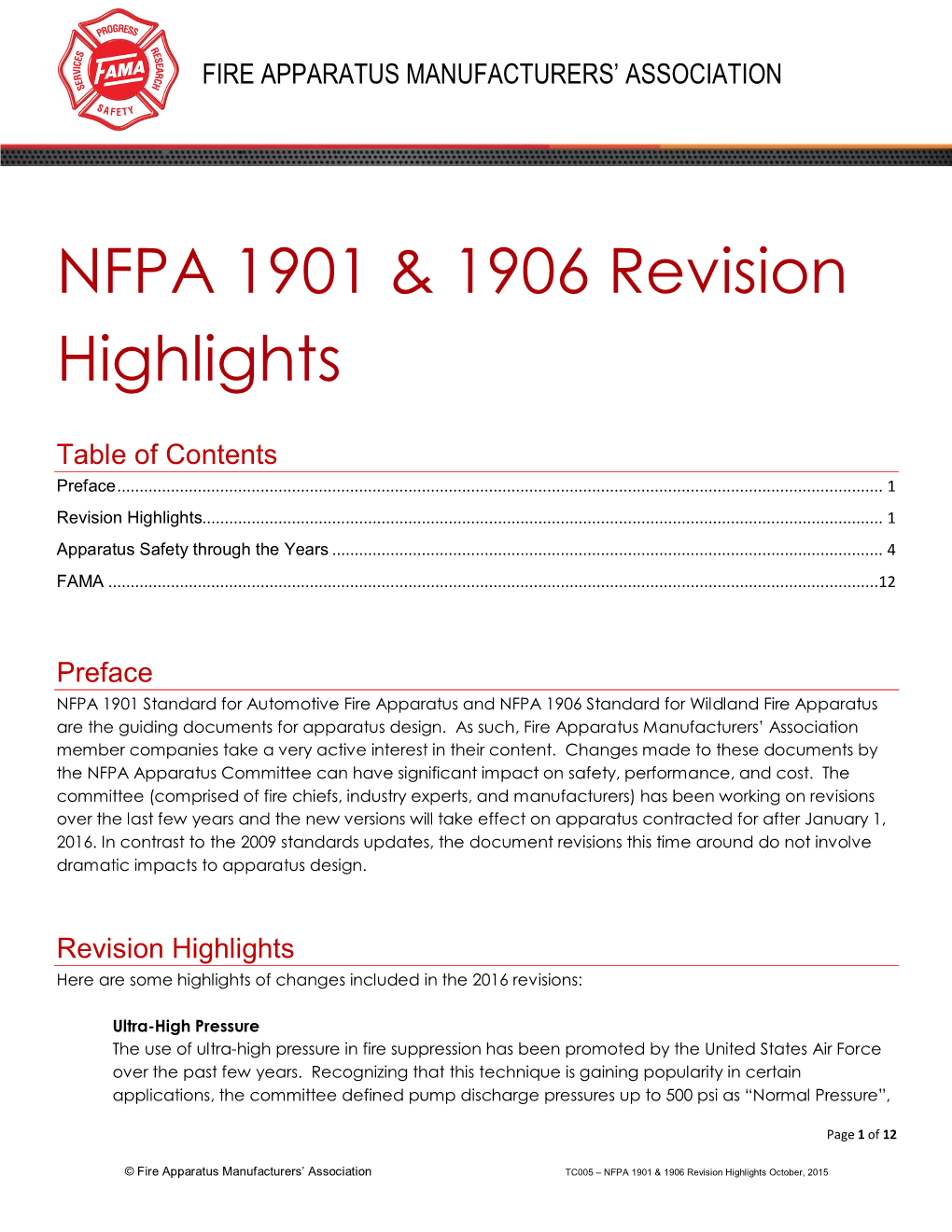 NFPA 1901 & 1906 Revision Highlights