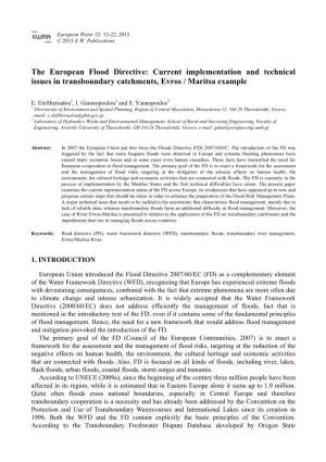 The European Flood Directive: Current Implementation and Technical Issues in Transboundary Catchments, Evros / Maritsa Example