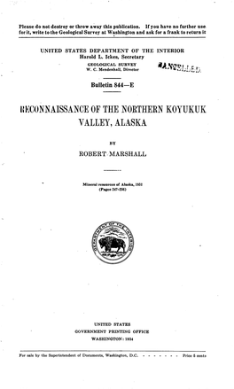 Kjxmnaissance of the Nobthekn Koyukuk Valley, Alaska