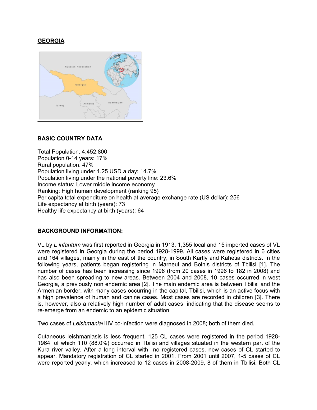 GEORGIA BASIC COUNTRY DATA Total Population