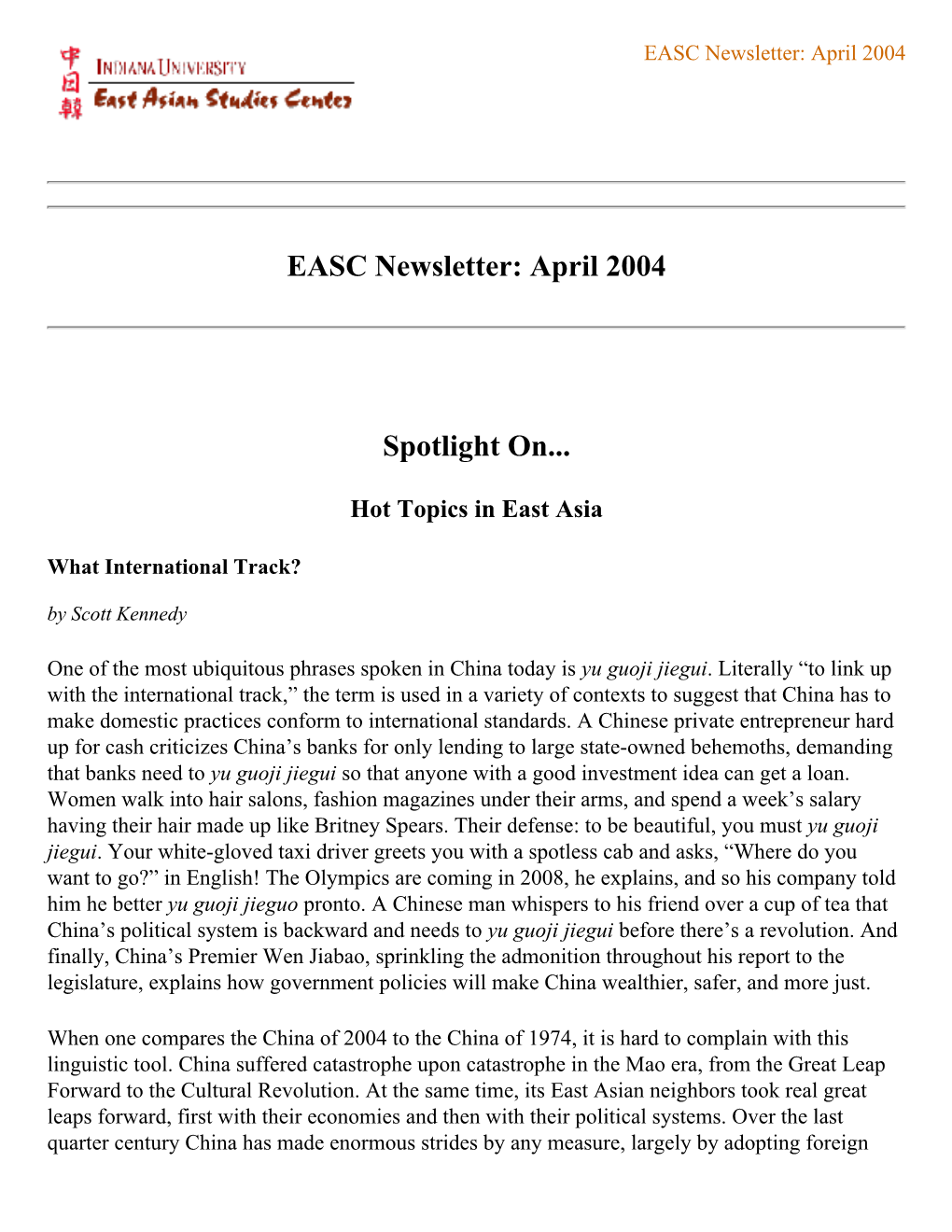 EASC Newsletter: Print-Ready Version