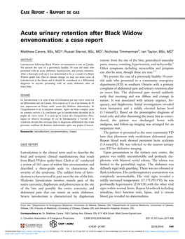 Acute Urinary Retention After Black Widow Envenomation: a Case Report