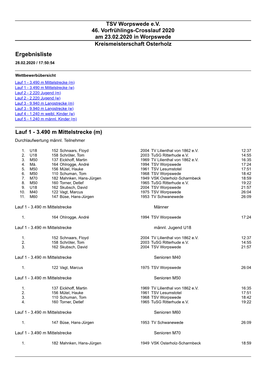 Ergebnisliste 28.02.2020 / 17:50:54