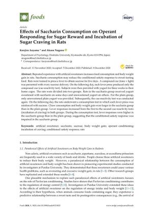 Effects of Saccharin Consumption on Operant Responding for Sugar