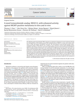 A Novel Temozolomide Analog, NEO212, with Enhanced Activity Against MGMT-Positive Melanoma in Vitro and in Vivo Thomas C