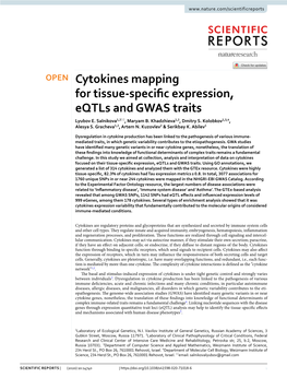 Cytokines Mapping for Tissue-Specific Expression, Eqtls and GWAS Traits