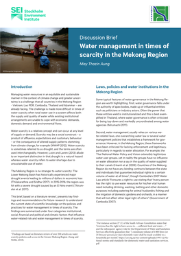Water Management in Times of Scarcity in the Mekong Region May Thazin Aung
