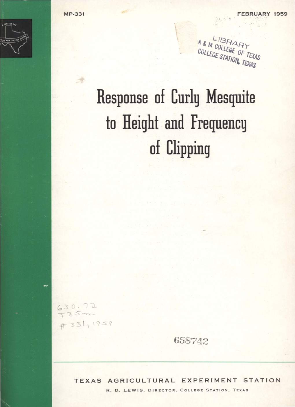 Response of Curly Mesquite to Height and Frequency of Clipping