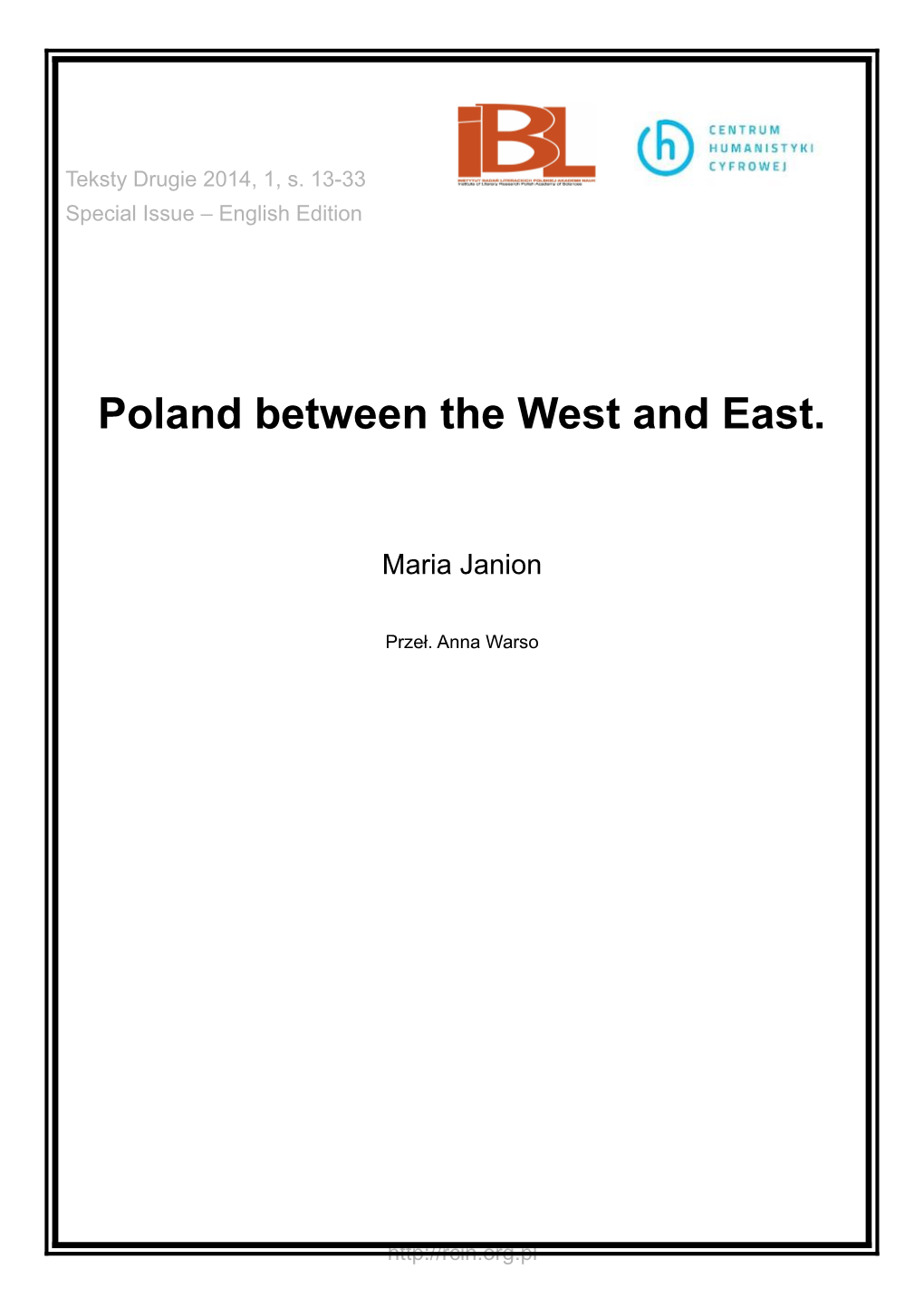 Poland Between the West and East