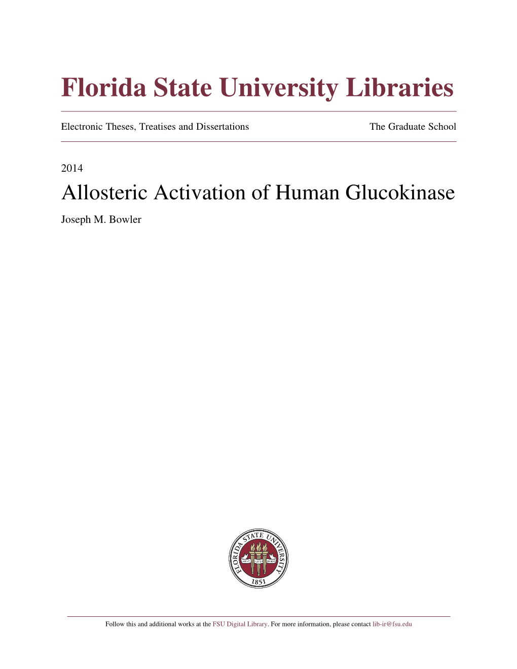 Allosteric Activation of Human Glucokinase Joseph M