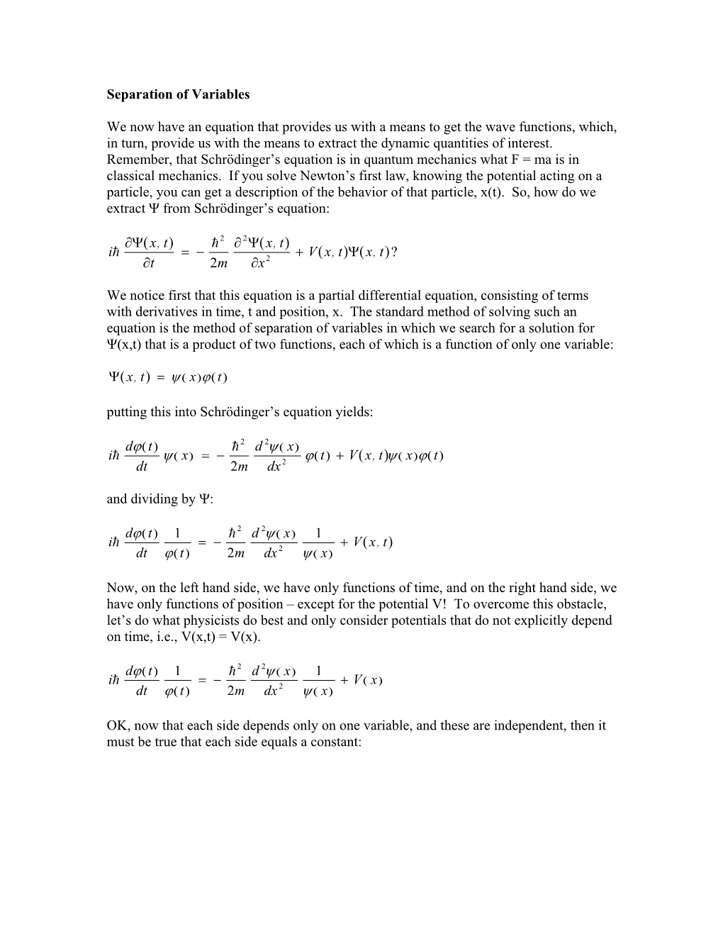 Separation of Variables