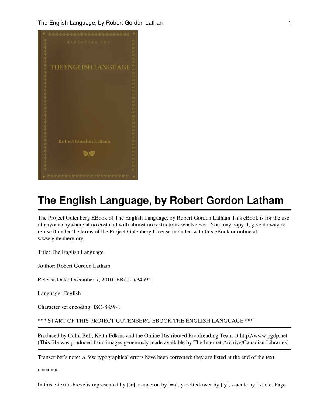 The English Language, by Robert Gordon Latham 1