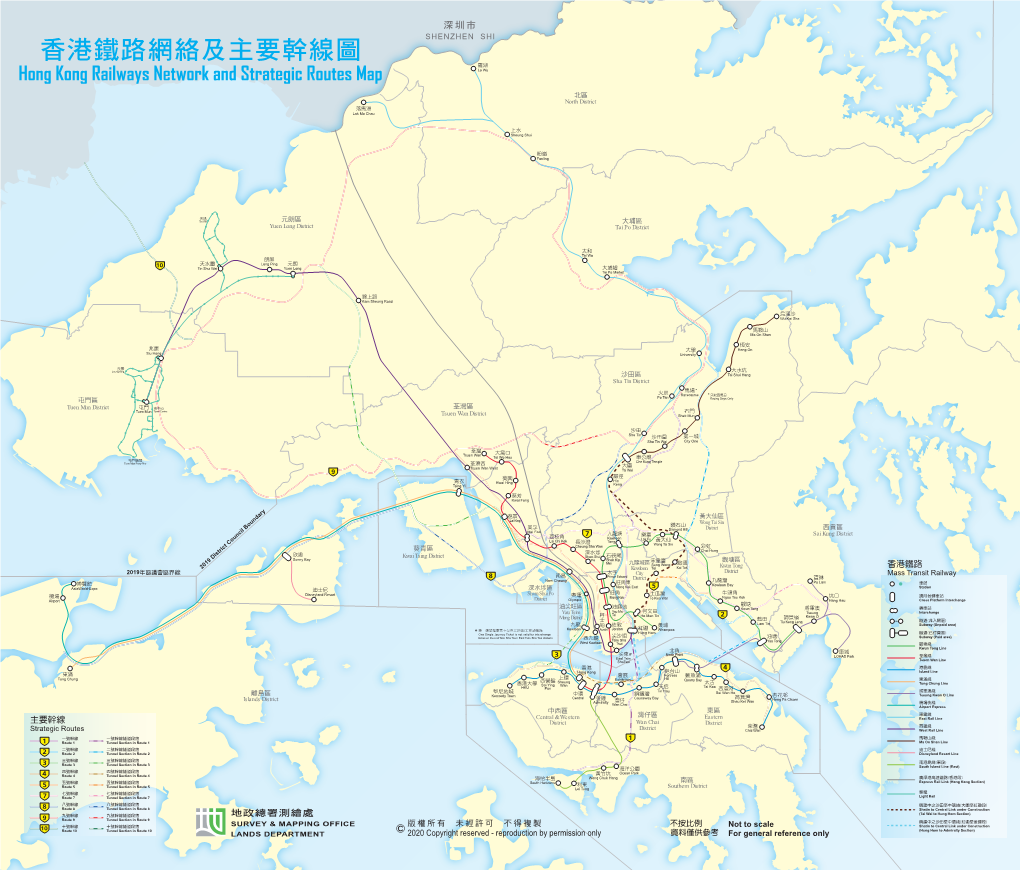 香港鐵路網絡及主要幹線圖 SHENZHEN SHI 羅湖 Hong Kong Railways Network and Strategic Routes Map Lo Wu