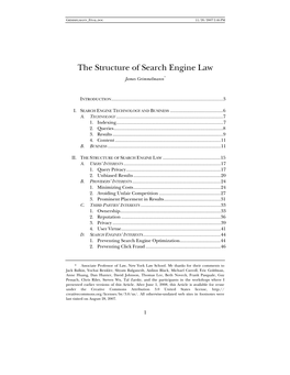 The Structure of Search Engine Law James Grimmelmann*