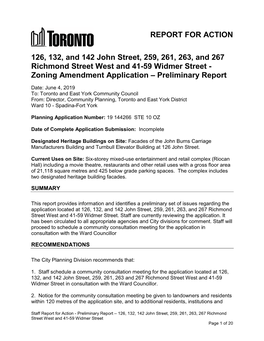 126, 132, and 142 John Street, 259, 261, 263, and 267 Richmond Street West and 41-59 Widmer Street - Zoning Amendment Application – Preliminary Report