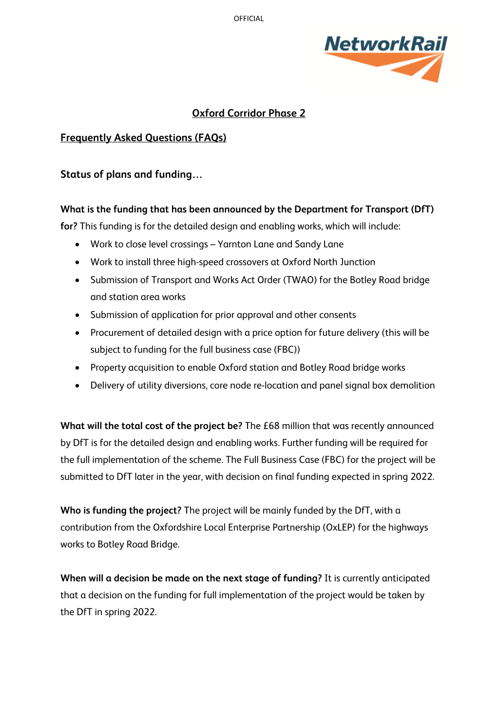 Oxford Corridor Phase 2 Frequently Asked Questions (PDF)