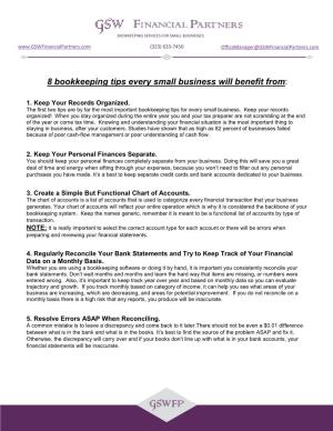 8 Bookkeeping Tips Every Small Business Will Benefit From