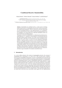 Conditional Reactive Simulatability