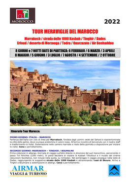 Tour Meraviglie Del Marocco