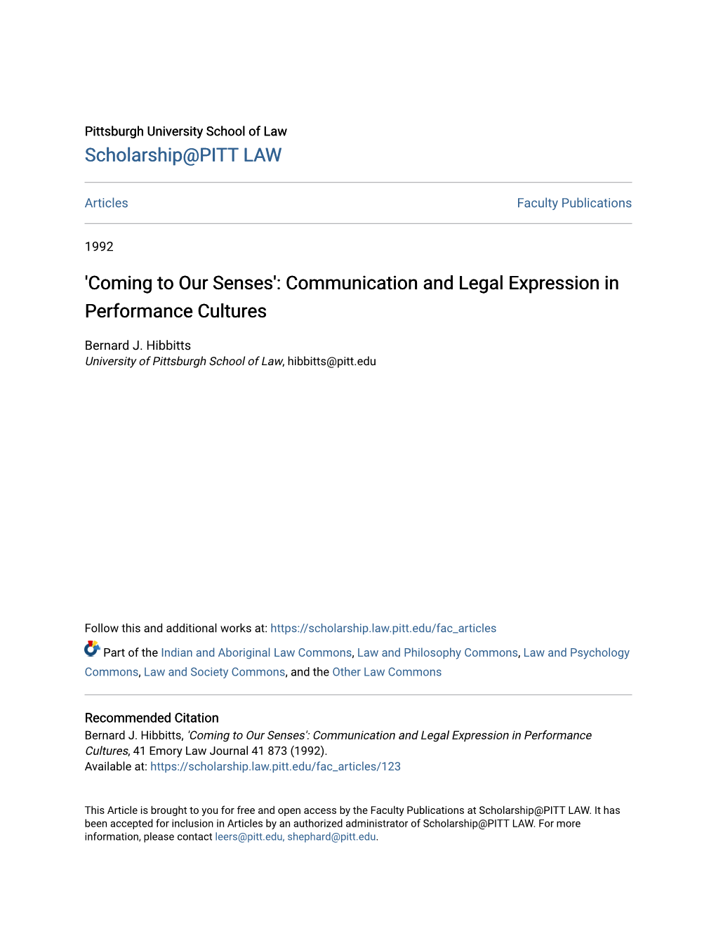 Communication and Legal Expression in Performance Cultures