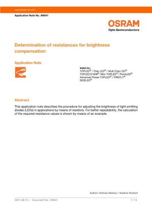 Determination of Resistances for Brightness Compensation