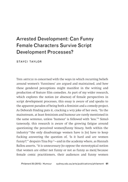 Arrested Development: Can Funny Female Characters Survive Script Development Processes?