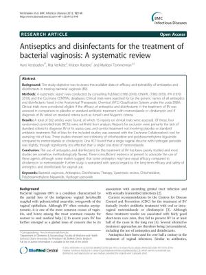 Antiseptics and Disinfectants for the Treatment Of