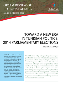 Toward a New Era in Tunisian Politics: 2014 Parliamentary Elections