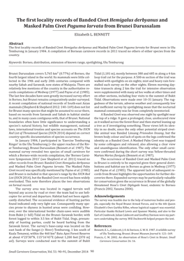 The First Locality Records of Banded Civet Hemigalus Derbyanus and Masked Palm Civet Paguma Larvata from Brunei Darussalam