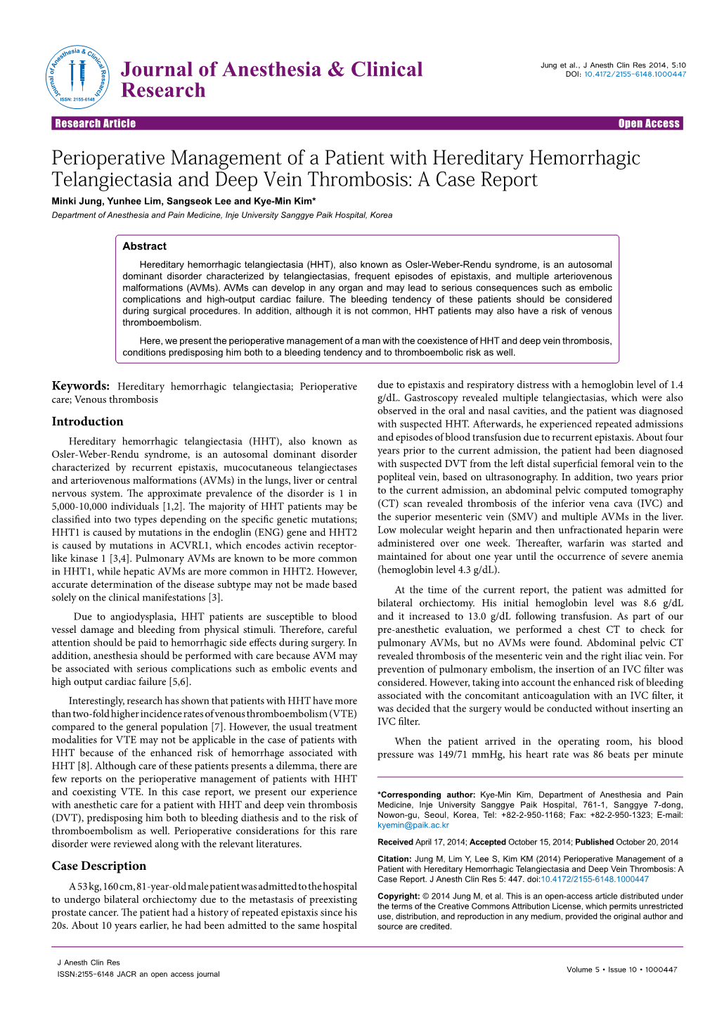 Perioperative Management of a Patient