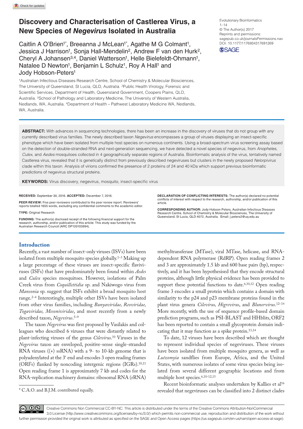 Discovery and Characterisation of Castlerea Virus, a New Species Of