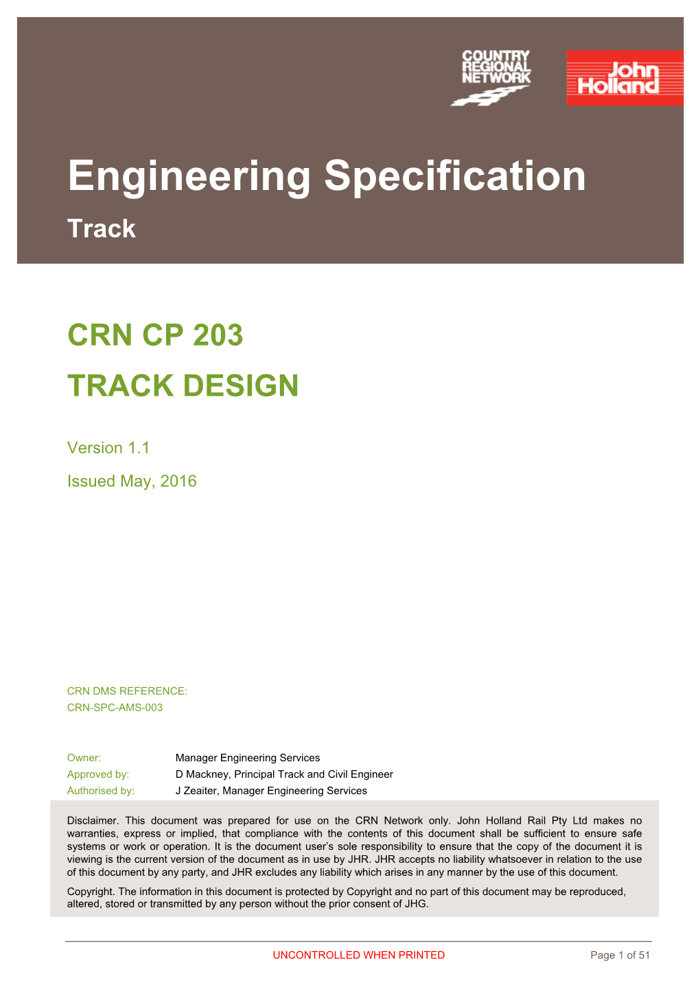 Engineering Specification Track