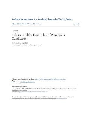 Religion and the Electability of Presidential Candidates Dr